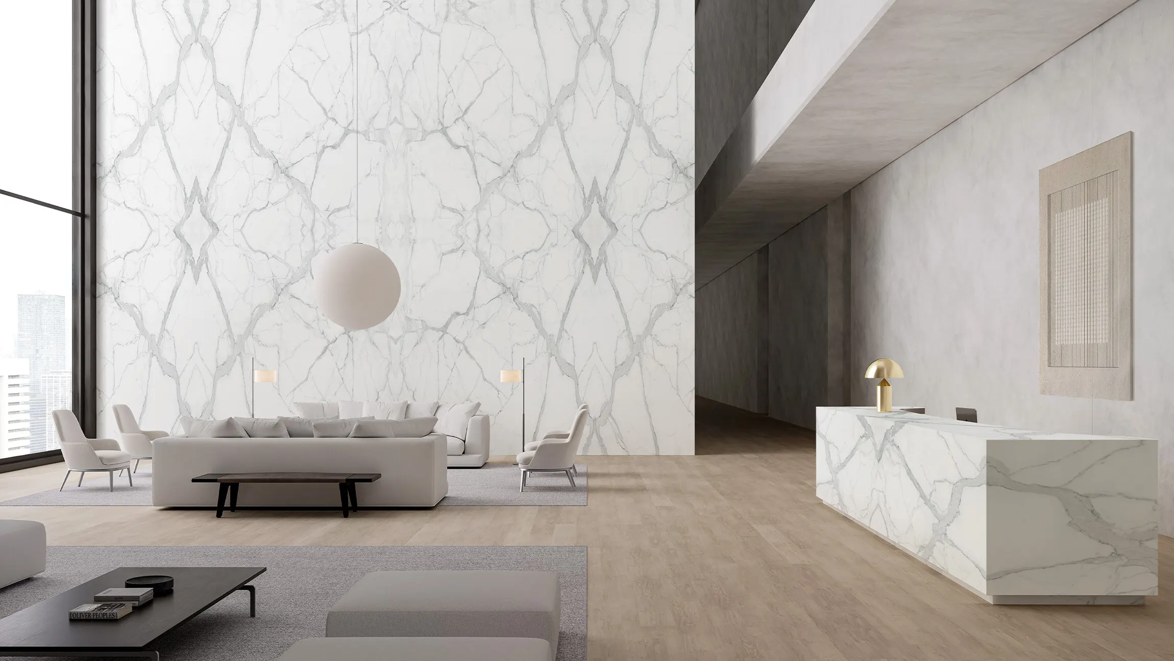 1On the wall and counter: Foresta / Block 56. On the floor: Atlantic Ocean / Block 24.